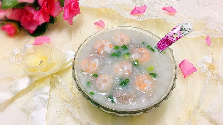 美味虾仁瘦肉粥,美美哒成品图!