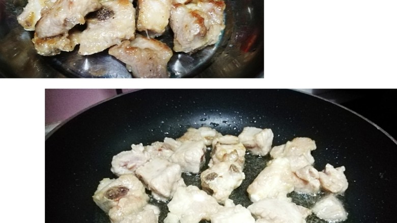 酸甜排骨,排骨下油锅炸,先中大火炸3分钟左右,关小火炸5分钟,之后大火逼出油,出锅