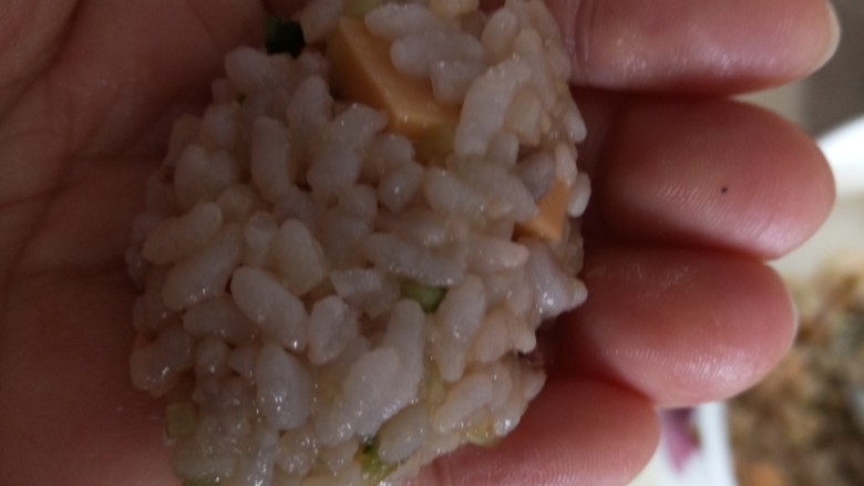 #吃掉一朵花#里脊肉饭团,握成饭团