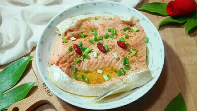 #感恩节食谱#蚝黑椒三文鱼骨