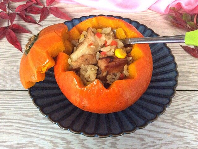 糯米排骨南瓜盅,来一勺,好吃😋