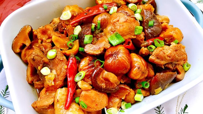 吃鸡+香菇栗子烧鸡腿,成品