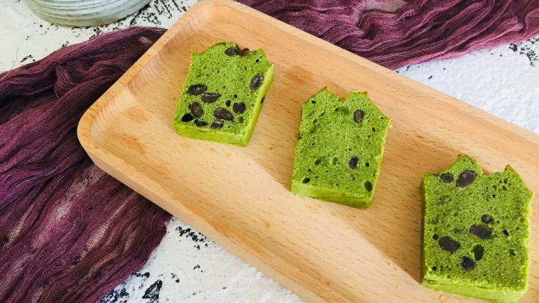 抹茶蜜豆磅蛋糕(分蛋法),密封冷藏保存,回油后味道更好