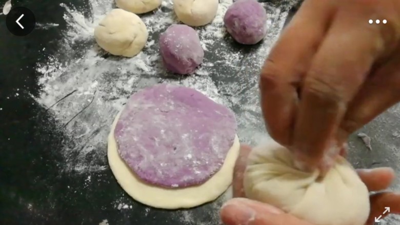 紫薯红薯包子(杂粮馒头),把口收紧