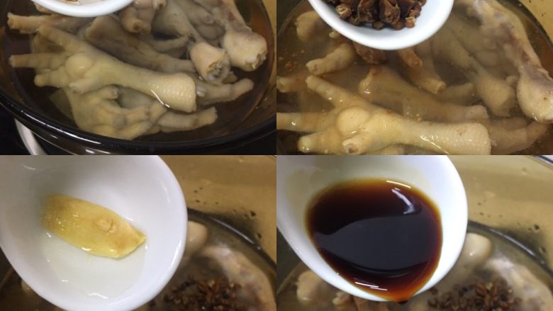 厨房挑战+荤菜+秘制红烧鸡爪,挨个加入所有的调料;