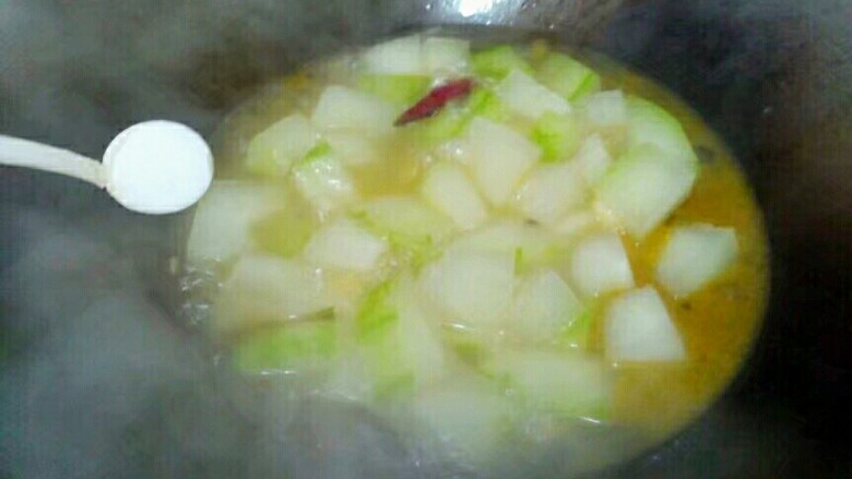 厨房挑战+素菜+素烧冬瓜,水沸加少许盐