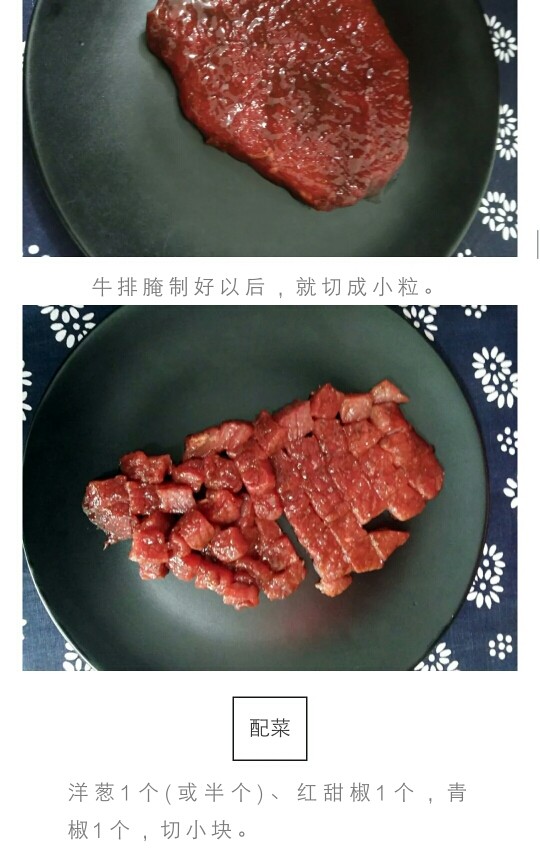 秘密洋葱土豆炒牛排,如图,切成小粒,爱自己喜欢切吧!