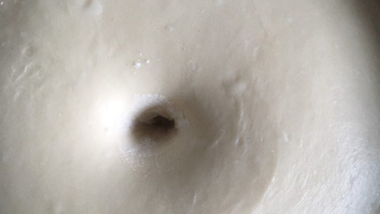 奶酪系列之:雪顶奶酪包,手指沾些面粉戳洞,不回缩不塌陷即可