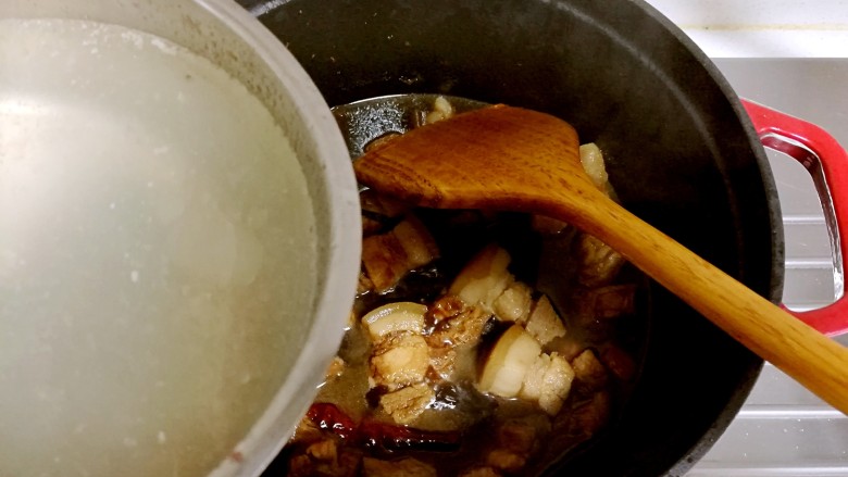 红烧肉,再加入焯肉的水。