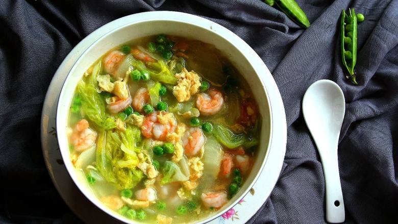 汤羹菜――豌豆虾仁烩白菜
