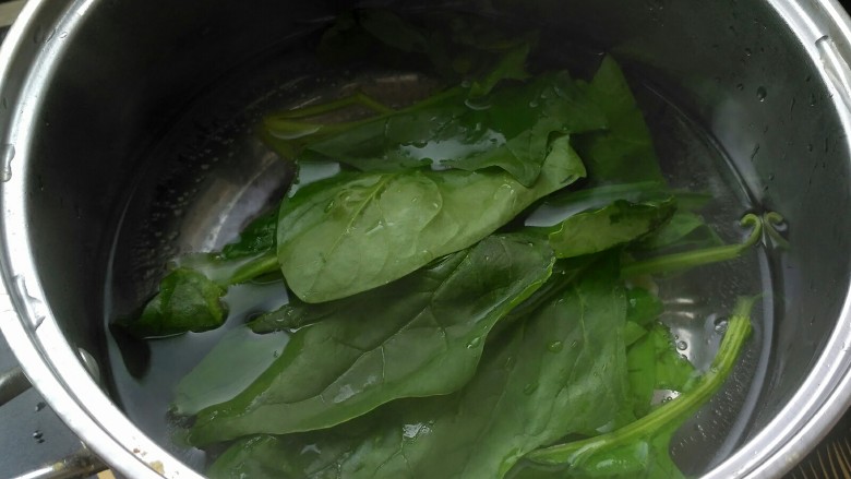 (宝宝辅食)鸡丝砂锅面,把<a style='color:red;display:inline-block;' href='/shicai/ 117'>菠菜</a>焯水去除部分草酸