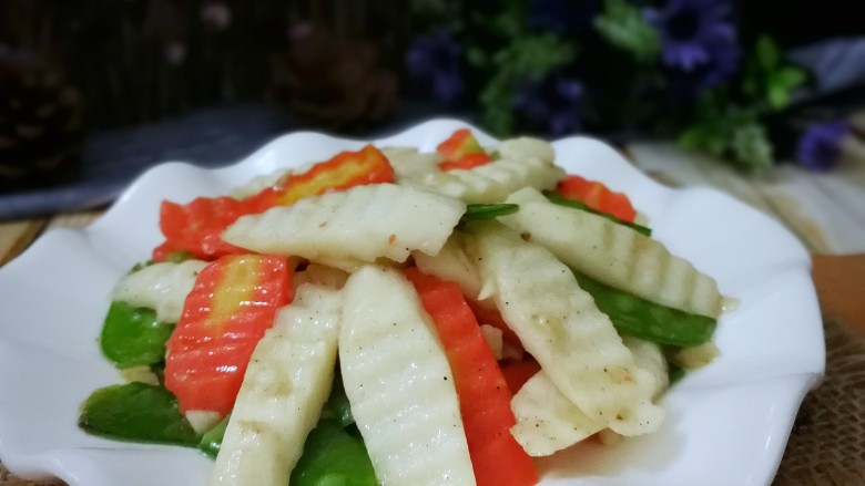 时令营养炒三蔬,成品!原汁原味,营养丰富,口味甘甜。