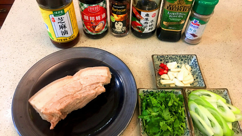 凉拌五花肉,准备食材