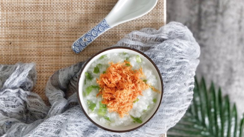 辣松青菜粥,完成~