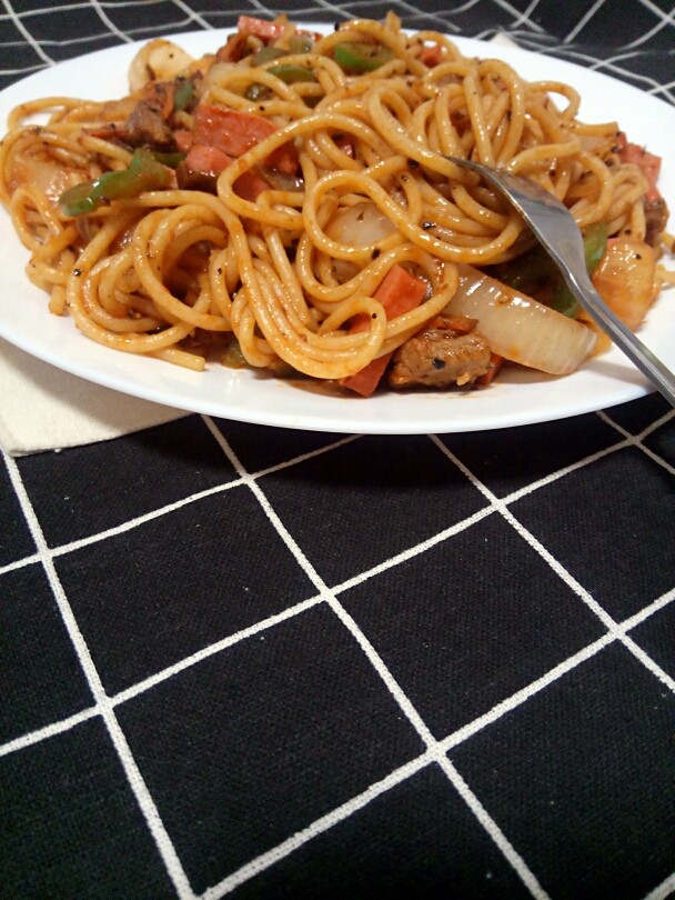 黑椒牛肉意面,再来一张近景~