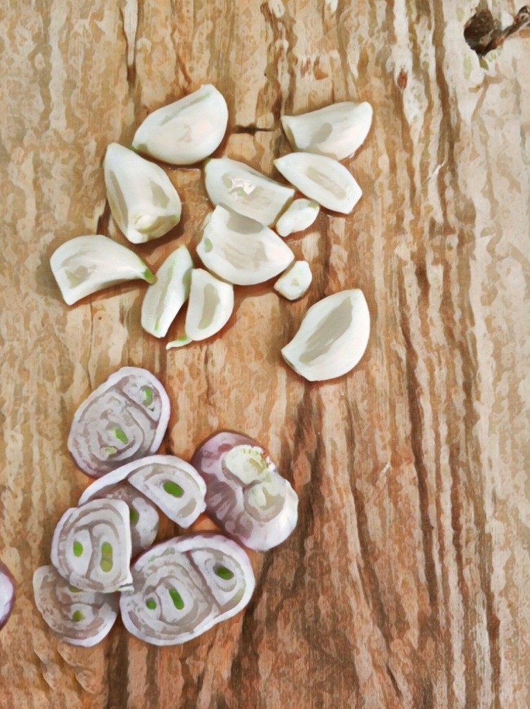 麻辣,麻辣鸡胗,剥蒜