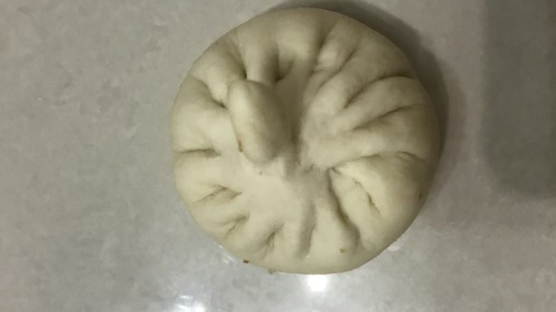 鲜肉包子,收口,把尖尖去了。