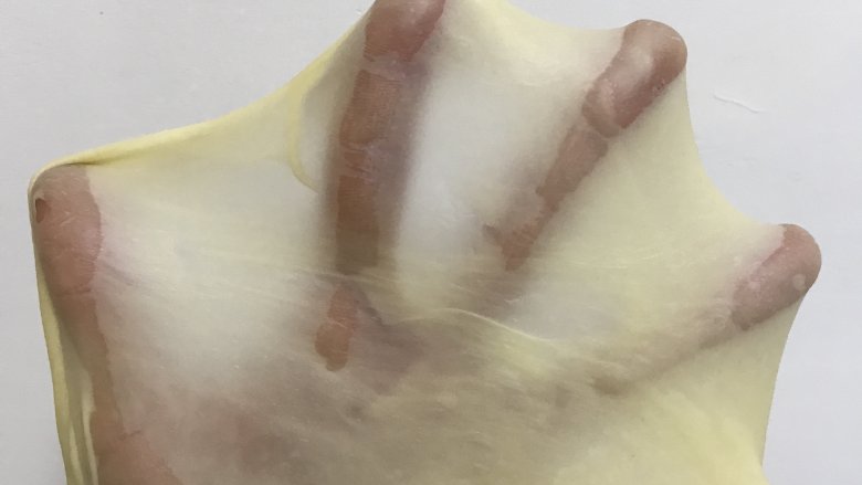 卡通面包—熊猫表情包,就是这个状态,可以不用揉到像我这么薄。