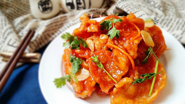 锅包肉(鸡胸肉版)――东北传统老做法,成品。