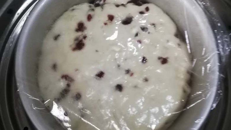 松软好消化的蔓越莓发糕|9M+,表面装饰蔓越莓、葡萄干或大枣都可以。
