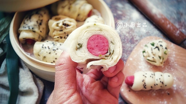香肠卷&花卷,成品。