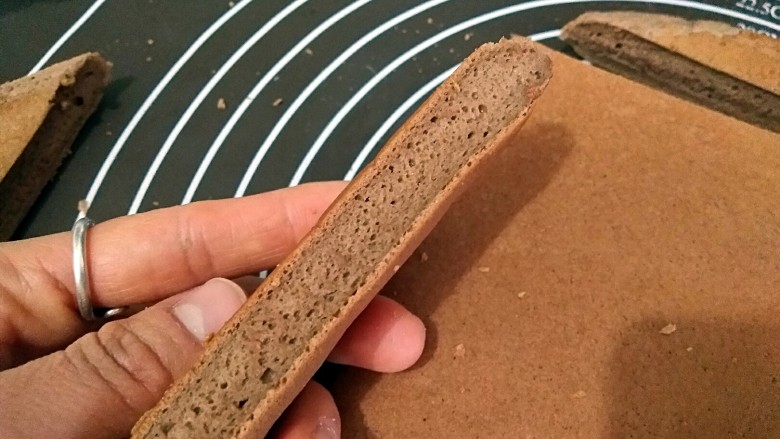 圣诞专款蛋糕――拉普兰德,切下来的边角料，蛋糕组织是不是感觉还不错啊？一口下去细腻绵软哦！平底锅做海绵蛋糕也是非常强大的昂！