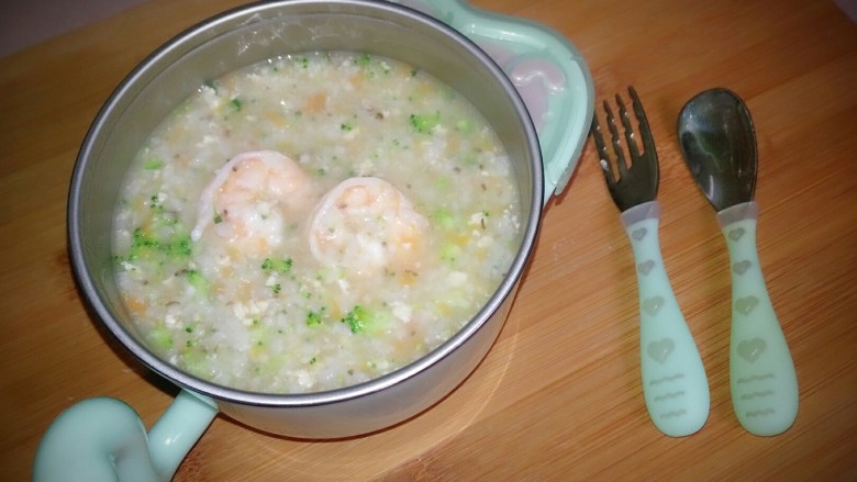 宝宝辅食，鲜虾鸡肉杂蔬粥