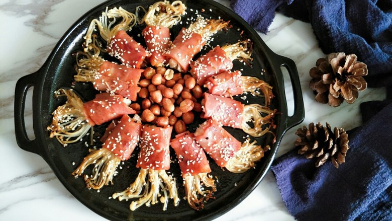 培根金针菇卷,成品