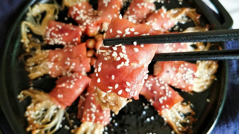 培根金针菇卷,成品