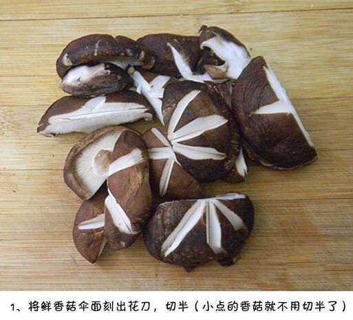香菇鸡翅,<a style='color:red;display:inline-block;' href='/shicai/ 6728'>鲜香菇</a>伞面刻出花刀，切半，小点的香菇不用切。