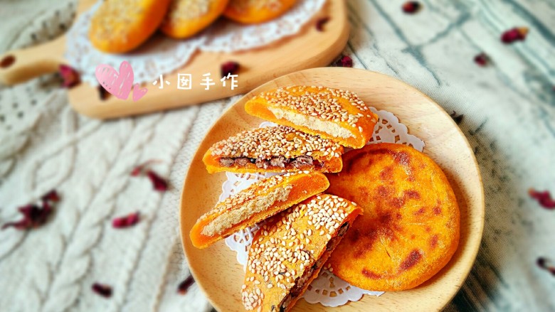 做饼+南瓜饼,切开趁热吃哦!