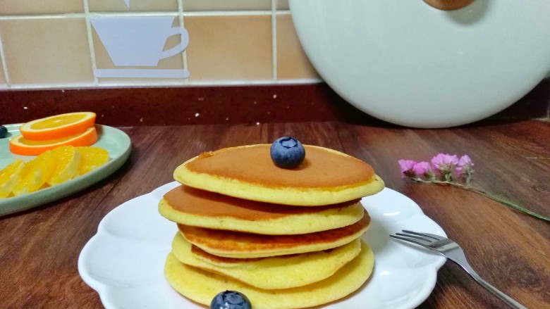 奶香玉米饼,成品,分享完毕。