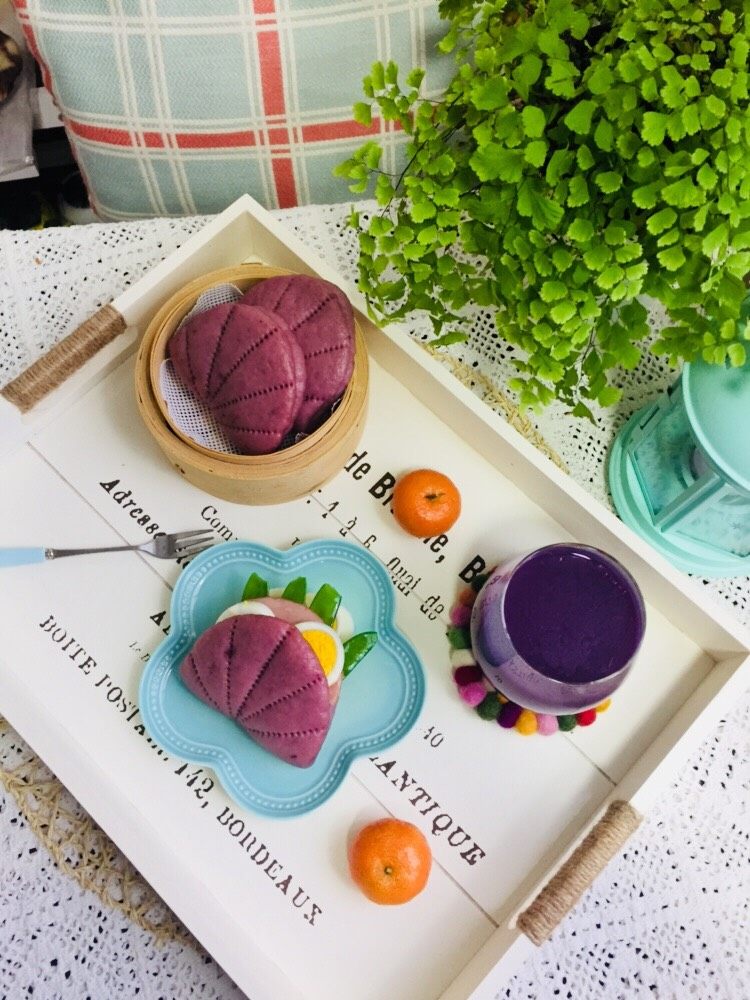 紫薯荷叶饼,完美丰盛的早餐来自于梦幻的紫色😋😋