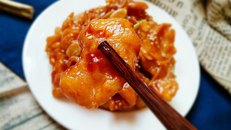 焦熘鱼片,成品。
