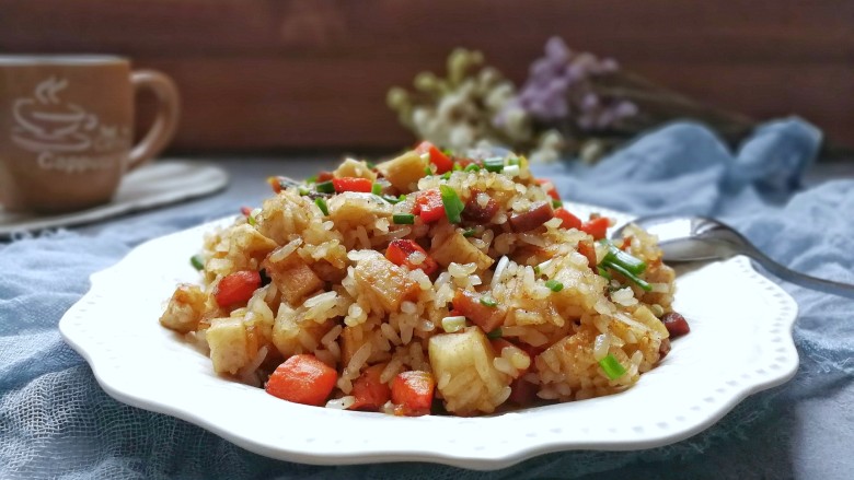 腊肉飘香季~香芋腊肉炒饭,成品图！