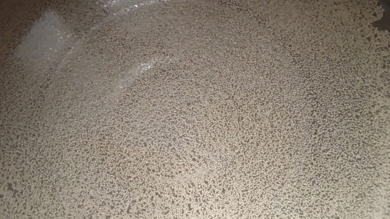 猪肉粉条大葱包子,准备温开水一小碗,倒入盆中,放少许发酵粉