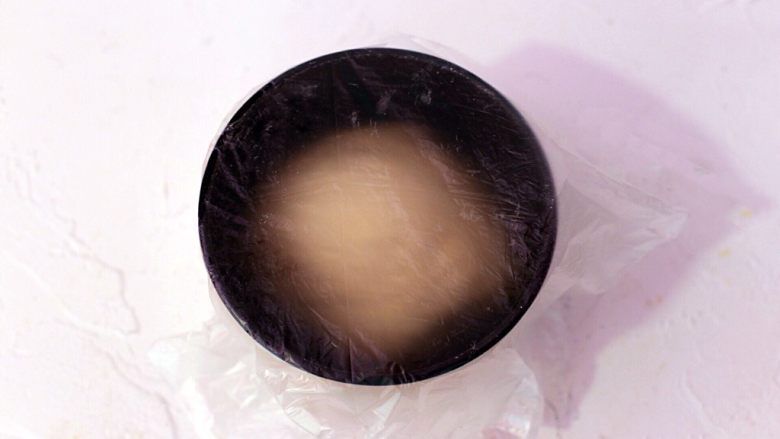 鲜奶哈斯,折好的面团放盆中,盖保鲜膜室温静置半小时。