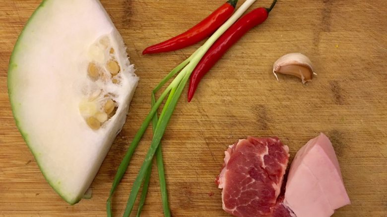 冬瓜烧肉,所有食材