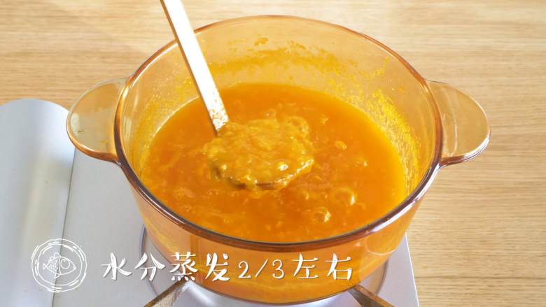 橘子果酱12m+(宝宝辅食),水分蒸发三分之二左右就可以了哈~