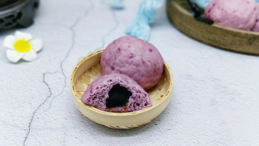 做年货-春节必备的紫薯豆沙包