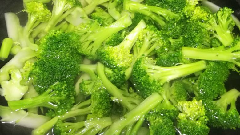 香肠蒜蓉西兰花,烧一锅开水,加入洗净的西兰花,加入一点食盐,将西兰花焯熟断生。焯熟的西兰花捞出过一遍凉水沥干。