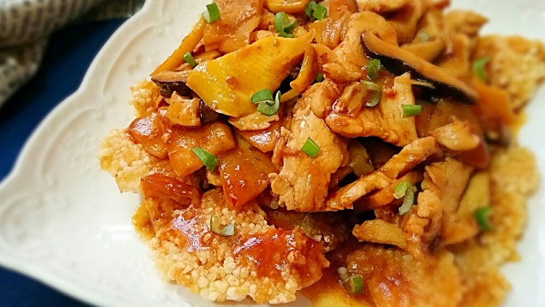 锅巴肉片(鸡胸肉版),成品。