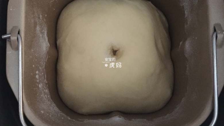 蜜汁叉烧包,面团发酵到两倍大,用手指沾一点面粉戳一个洞,不回缩就是发酵好了,揉几分钟排气;