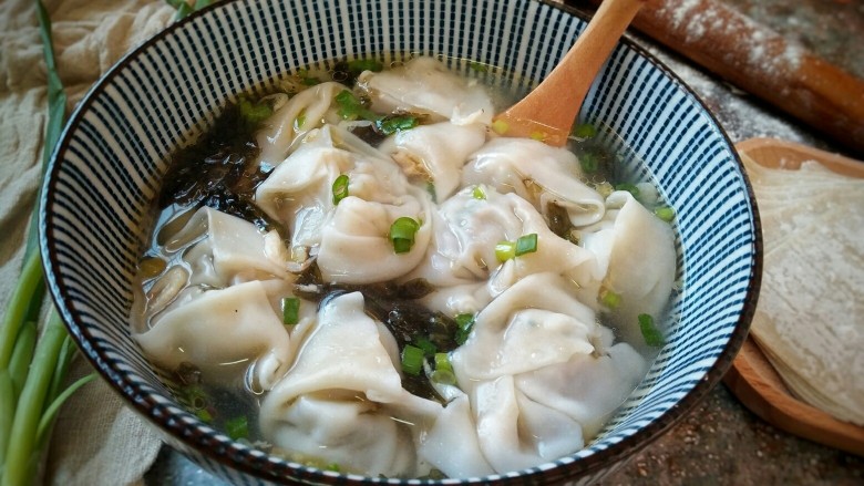 香菇鲜肉大馄饨,成品。