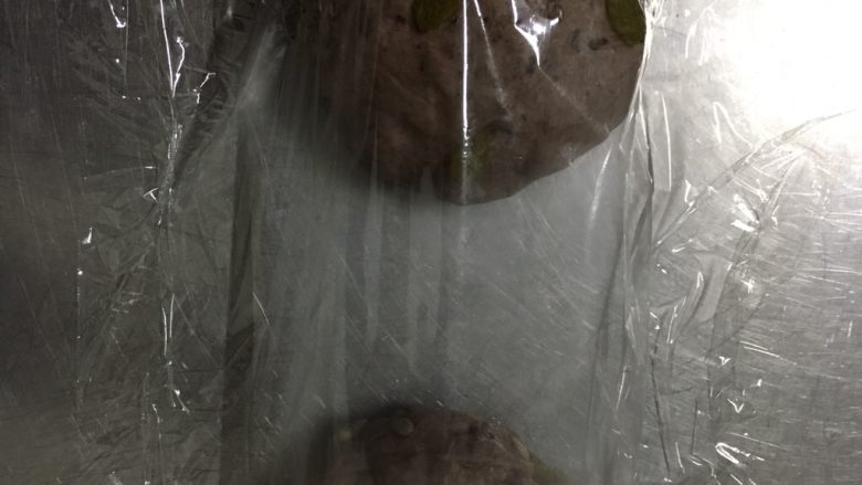 黑糯米坚果软欧,排气分出两份面团滚圆静置20分钟