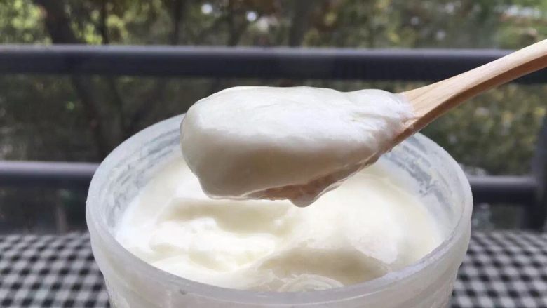 双色酸奶,保温10小时,放入冰箱2小时钝化,钝化的目的是让菌粉进一步增加效果,口感更好
