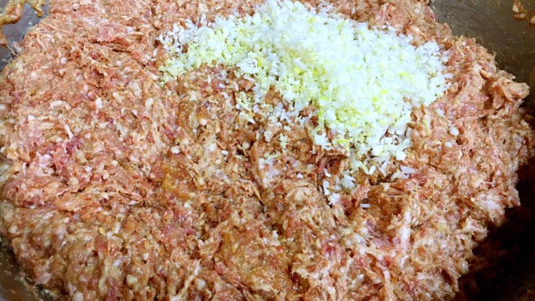 做年货 家宴特色秘制龙眼丸子(31个步骤图文详细解释),然后放入100g的葱花和50g的姜末。如果你喜欢姜的味道可以当100g的姜末,如果你不喜欢姜末的口感,你可将姜末调换成姜粉。