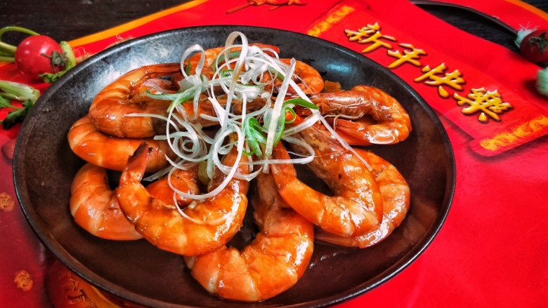 节节高升美味油焖大虾,节节高升,新年快乐!