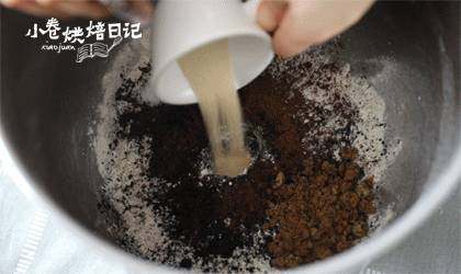 这个巧克力面包有点酷,超人气的黑眼豆豆好吃到飞起!,面团部分除黄油和巧克力豆以外的所有食材混合,揉成光滑的面团。(注意液体放最底部,粉类放最上面,盐和糖对角放入,酵母挖一个坑放入,因为盐会抑制酵母发酵)
