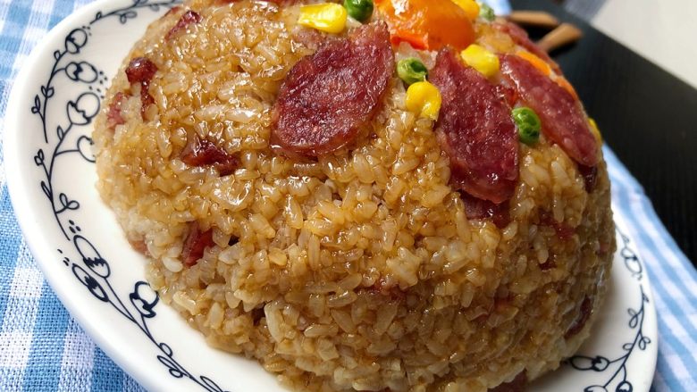 蛋黄肉松咸味八宝饭,看着就已经馋死